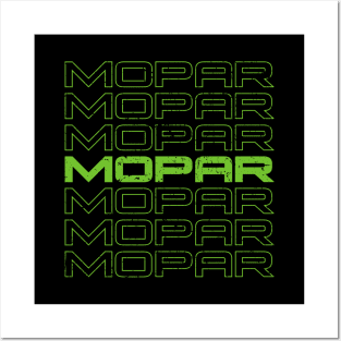 Mopar repeat - vintage worn green print Posters and Art